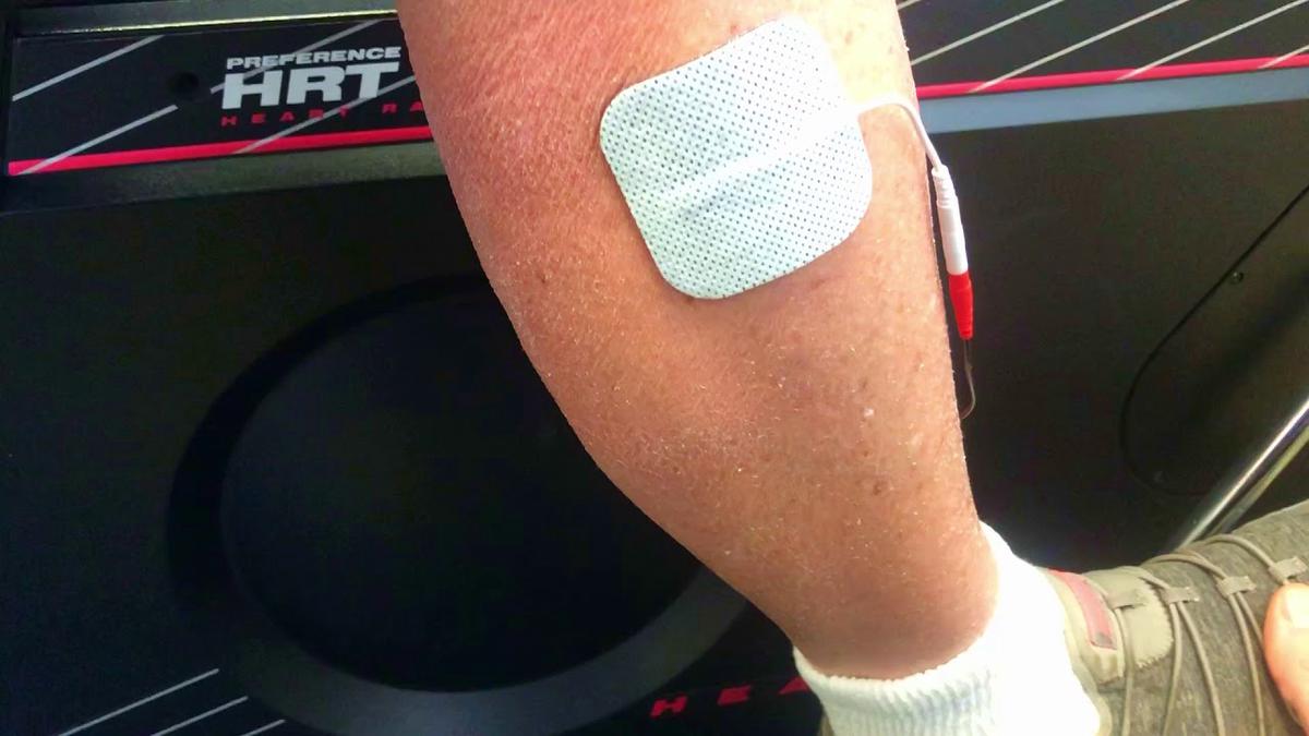 'Video thumbnail for TENS while using a Recumbent Bike After Knee Replacement'