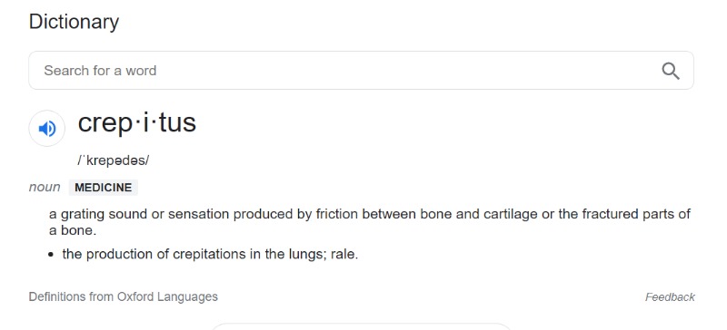 Screenshot of the definition of Cretpitus