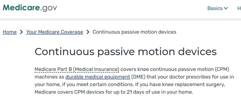 Yes, Medicare Covers the cost of a CPM after MUA