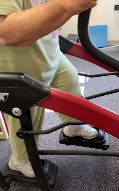 Real Patient Using an Elliptical Trainer After Total Knee Replacement