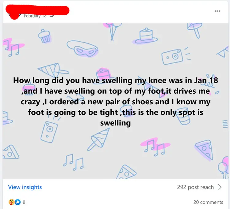 Facebook Question About Swollen Foot